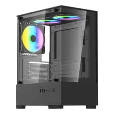 Gabinete Gamer Aquario C/3 Fans Rgb Lateral Vidro Brx Preto