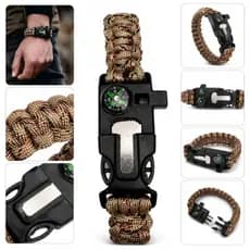 Pulseira de Sobrevivência Paracord com Bússola Apito