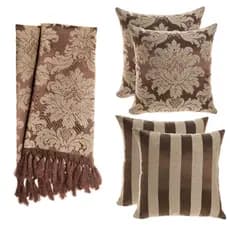Kit 1 Manta Tecido Jacquard Para Sofá + 4 Capas De Almofada Decorações, casa, Sofá