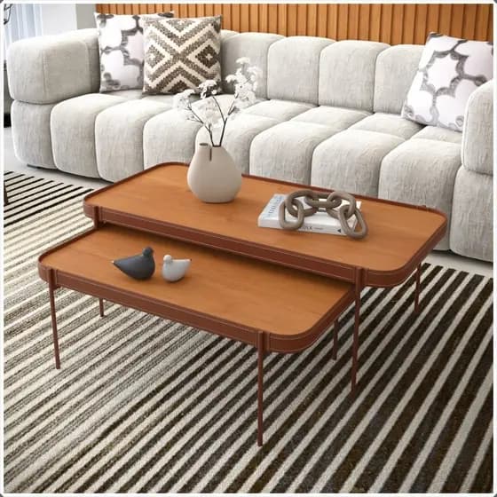 Mesa de Centro+ Sala Escritório Home Decoração Nature Pés Metal Cobre