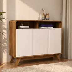 Aparador Buffet Eccos Homme 2, ou 3 Portas Retrô Classico - nature/Offwhite
