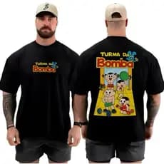 Camiseta Oversized Treino Academia Gym Turma da Bomba Camisa Maromba 100% Algodão Premium
