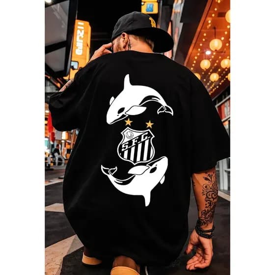 Camisa Camiseta Personalizada Santos FC Estampa Premium 100% Algodão Masculino Feminino Moda Verão