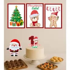 Kit festa mesversário, meu primeiro natal, pegue e monte, natal