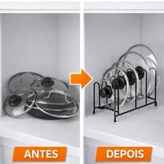 Suporte Tampas Organizador Para Cozinha Armário Pia Aramado