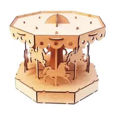 Carrossel 3d 26 Cm mdf cru quebra cabeça 3d centro de mesa decoração Festa Parque Circo
