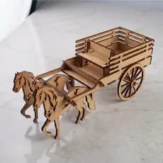 Kit 2 Carroça 3d em mdf com cavalos decoração country junina fazendinha kit para montar
