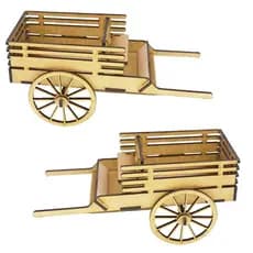 Kit 2 Carroça carrocinha charrete 20cm Mdf cru quebra cabeça 3d Festa Junina Fazendinha Boi Cavalo