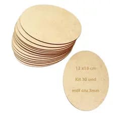 Kit 30 placa plaquinha chapa mdf cru oval 12x18 cm base mdf artesanato quadrinho 18x12 cm