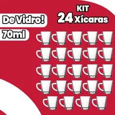 Kit 24 Xícaras de Vidro 70ml Resistentes Transparentes Qualidade Expresso Premium
