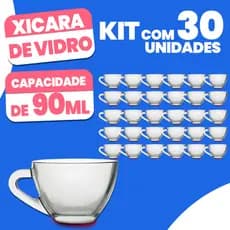 Kit 30 Xícaras de Vidro para Café Chá Leite 90ML Premium Resistente Conjunto Bebida Qualidade