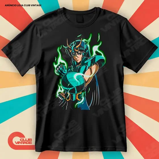 Camiseta Shiryu de Dragão Os Cavaleiros do Zodiaco Blusa Camisa Animes 100% Algodão