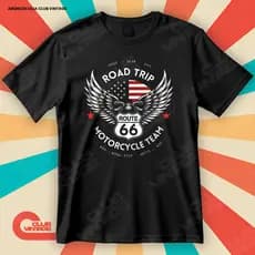 Camiseta Route 66 Road Trip Motorcycle Team Blusa Camisa Marcas 100% Algodão