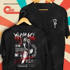 Camiseta Frente e Verso Michael Jackson The King of Pop Camisa de Artistas Internacionais 100% Algodão