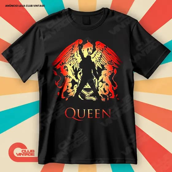 Camiseta Banda Queen Freddie Mercury Blusa Camisa Rock 100% Algodão