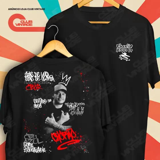 Camiseta Frente e Verso Charlie Brown Jr Chorão Dias de Glória Só os Loucos Sabem Camisa de Rock and Roll 100% Algodão