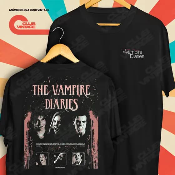 Camiseta Frente e Verso Diários de um Vampiro The Vampire Diaries Camisa de Séries 100% Algodão