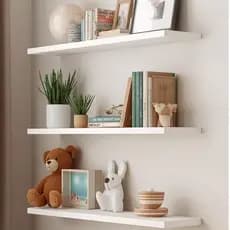 Prateleiras de Parede Brancas 15cm  60/50/40/30 MDF Nicho Decoração Cozinha Quarto Escritorio Livros