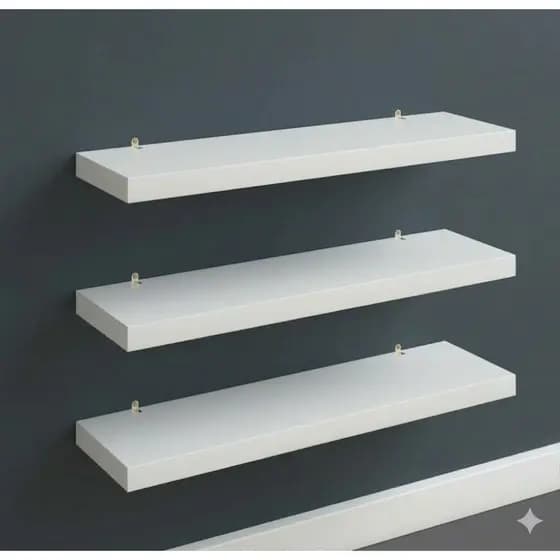 Kit 3 Prateleiras Retas de Parede em MDF 30cm + Kit Instalação Decoração