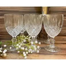 Jogo 6 Taças Diamond De Vidro 235ml Luxo Para Vinho Agua Bico De Jaca