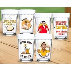 2 Copos Americanos 190ml Vidro Personalizado Coleção Cervejinha Zeca Pagodinho Presente Criativo