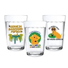 3 Copos Americanos Vidro 190ml Cachorro Caramelo Boteco Brasil Meme Diferente Presente Engraçado