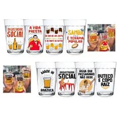 Kit 4 Copos Americanos Estampado Com Frases Meme Samba/Cerveja Presente Criativo Zeca Pagodinho