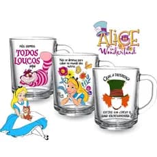 Kit 3 Canecas Alice No País Das Maravilhas Frases Filme Presente Temático Criativo Café Chá