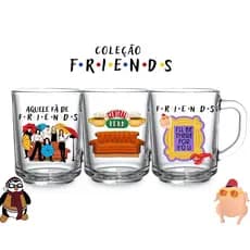 Kit 3 Canecas Personalizada Coleção Série Friends De Vidro Presente Temático Café Chá
