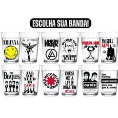 Jogo 2 Copos Americano Estampa Bandas Linkin Park The Beatles Oasis Red Hot Pearl Jam Nirvana