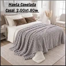 Manta Canelada Casal Grande 2,00x1,80m Macia Confortável Quentinha Premium