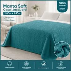 Manta Soft Casal Jacquard 2,00m x 1,80m Dupla Face Cobertor Macio Com Relevo 100% Poliéster