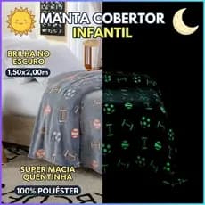 Manta Cobertor Infantil Brilha no Escuro 1,50x2,00m Super Macia Quentinha 100% Poliéster