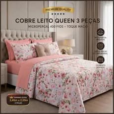 Cobre Leito Queen 3 Peças e Solteiro 2 Peças Size Micropercal 400 Fios 3 Peças Toque Macio 2,40x2,50