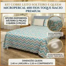 Kit Cobre Leito Solteiro e Queen 2 e 3 Peças Micropercal 400 Fios Toque Macio Premium