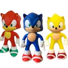 3 Sonic Completo 3 Bonecos Sonic Vermelho, Amarelo, Azul | Infantil