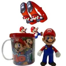 kit +1 Super Mario +1 Caneca +1 Relógio