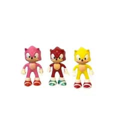 Kit 3 Bonecos do Sonic, Rosa, vermelho, Amarelo