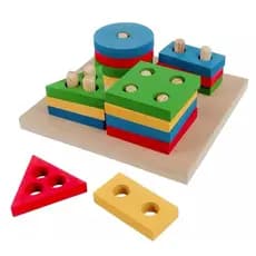 Prancha De Seleção Geométrica Formas 16 Peças Em Madeira - Brinquedos educativos!
