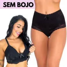 Kit Gestante Sutiã de Amamentação Sem Bojo + Calcinha Pós Parto Cintura Alta