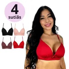 Kit 4 Sutiã Com Bojo Confortável Liso Soutien com Preço de Fábrica Microfibra