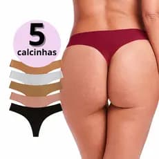 Kit 5 Calcinha Fio Dental Sem Costura Corte a Laser Não Marca