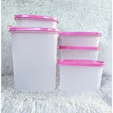 Pote Mantimentos Modular Tupperware Transparente Com Tampa Rosa 500ml/2,9L