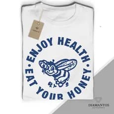 Camiseta e Baby Look HARRY STYLES  ENJOY HEALTH EAT YOUR HONEY MALHA COM ELASTANO