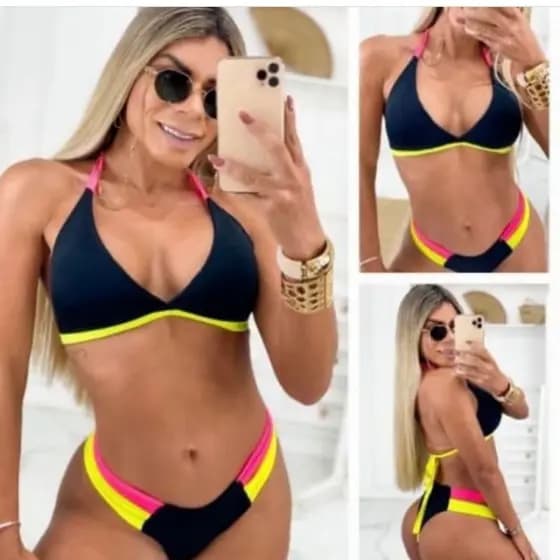 biquíni tricolor moda praia feminina lançamento de biquíni moda praia blogueira asa delta biquíni verão lançamento moda feminina
