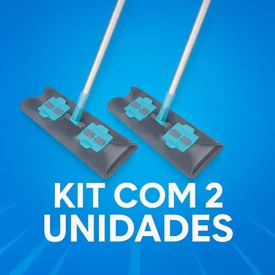 Kit Com 2 Mop Esfregao Rodo Mop Chenile Celeste A Solução 3 em 1 Para Limpeza Eficiente Microfibra