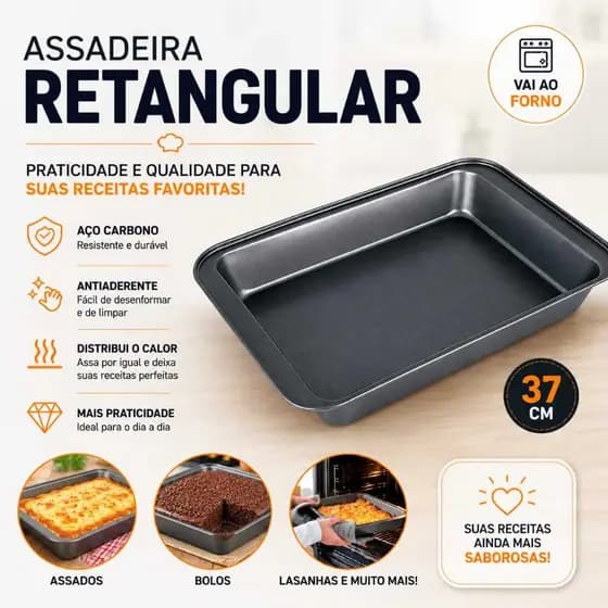 Assadeira Retangular Forma  Para Bolo 37 Cm Forma Aço Carbono Não Gruda Assadeira Para Bolo