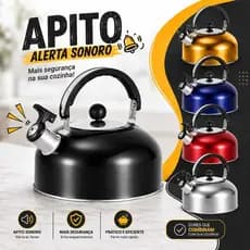 Chaleira Aco  Inox Com  Apito  Sonoro Ferve Rápido Fogão Gás Indução Elétrico Chaleira Com Apito