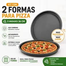 Kit Com 2 Formas Assadeiras Para Pizza Otima Qualidade Aço Carbono Grande Assadeira Para Pizza