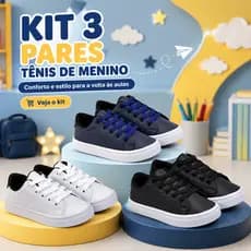 KIT 3 Tenis Casual De Menino | Uma Cor Para Cada ocasião Com Conforto e Estilo  | VEJA O KIT!